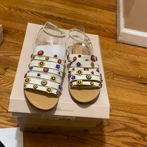 White multi color shoes